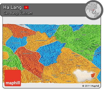 Political 3D Map of Ha Lang