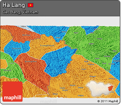 Political 3D Map of Ha Lang