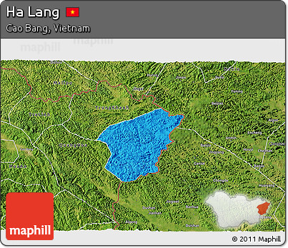 Political 3D Map of Ha Lang, satellite outside