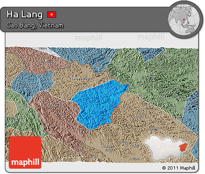 Political 3D Map of Ha Lang, semi-desaturated