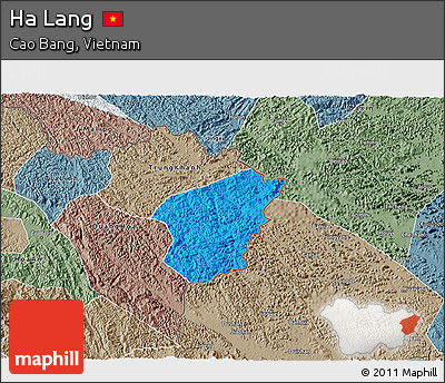 Political 3D Map of Ha Lang, semi-desaturated