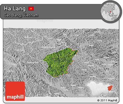 Satellite 3D Map of Ha Lang, lighten, desaturated