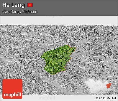 Satellite 3D Map of Ha Lang, lighten, desaturated