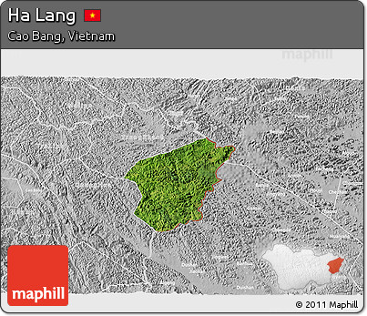 Satellite 3D Map of Ha Lang, lighten, desaturated