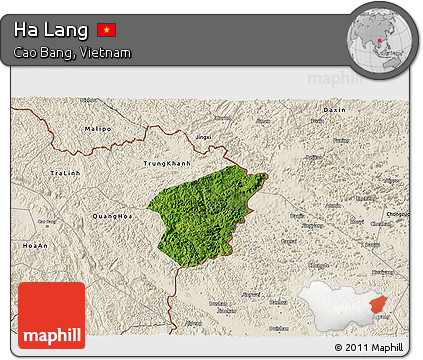 Satellite 3D Map of Ha Lang, shaded relief outside
