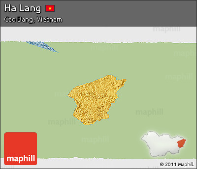 Savanna Style 3D Map of Ha Lang, single color outside