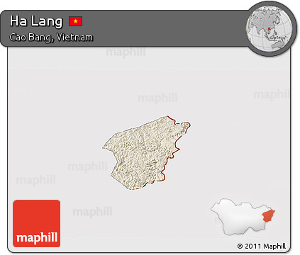 Shaded Relief 3D Map of Ha Lang, cropped outside