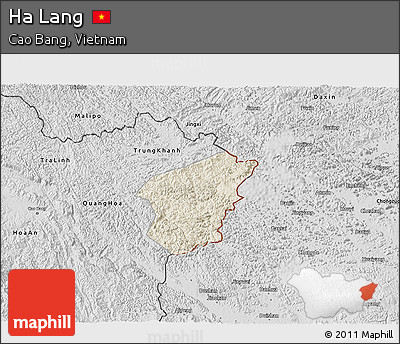 Shaded Relief 3D Map of Ha Lang, desaturated