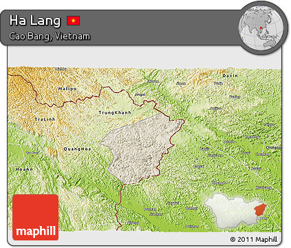 Shaded Relief 3D Map of Ha Lang, physical outside