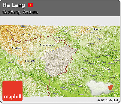 Shaded Relief 3D Map of Ha Lang, physical outside