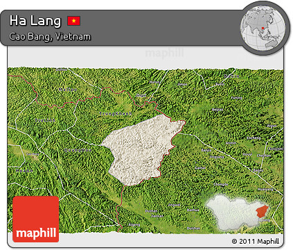 Shaded Relief 3D Map of Ha Lang, satellite outside