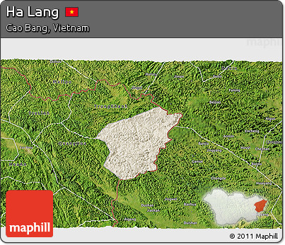 Shaded Relief 3D Map of Ha Lang, satellite outside