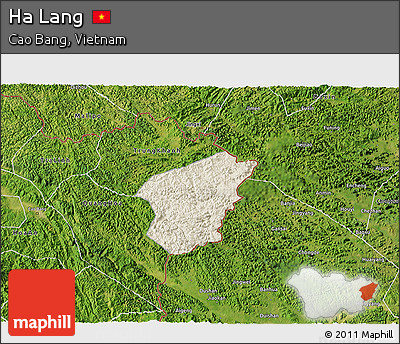 Shaded Relief 3D Map of Ha Lang, satellite outside