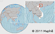 Gray Location Map of Ha Lang, highlighted country, highlighted parent region, within the entire country, hill shading