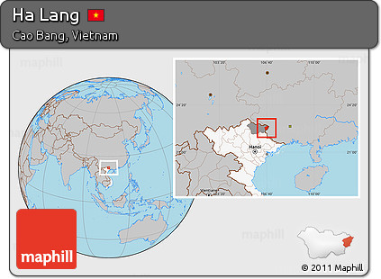 Gray Location Map of Ha Lang, highlighted country, highlighted parent region
