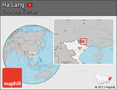 Gray Location Map of Ha Lang, highlighted country, highlighted parent region