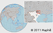 Gray Location Map of Ha Lang, highlighted country, highlighted parent region, hill shading
