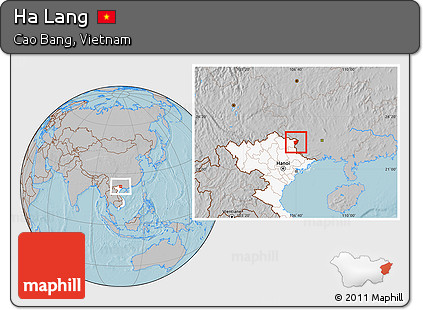 Gray Location Map of Ha Lang, highlighted country, hill shading