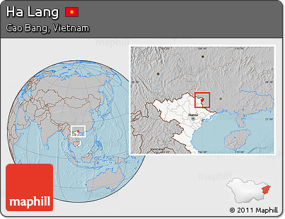 Gray Location Map of Ha Lang, highlighted country, hill shading