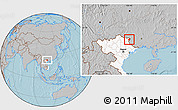 Gray Location Map of Ha Lang, highlighted country, hill shading