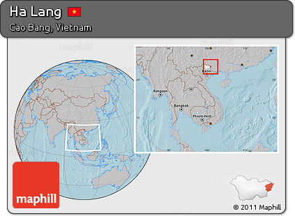 Gray Location Map of Ha Lang, highlighted parent region, within the entire country, hill shading