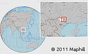 Gray Location Map of Ha Lang, highlighted parent region, hill shading