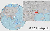 Gray Location Map of Ha Lang, hill shading