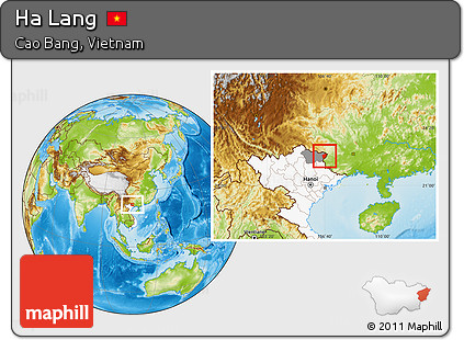 Physical Location Map of Ha Lang, highlighted country, highlighted parent region