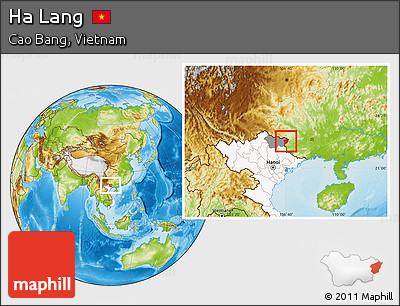Physical Location Map of Ha Lang, highlighted country, highlighted parent region
