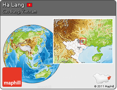 Physical Location Map of Ha Lang, highlighted country, highlighted parent region