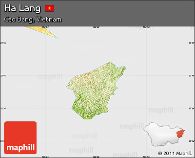 Physical Map of Ha Lang, single color outside