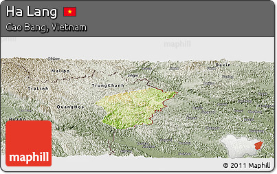 Physical Panoramic Map of Ha Lang, semi-desaturated