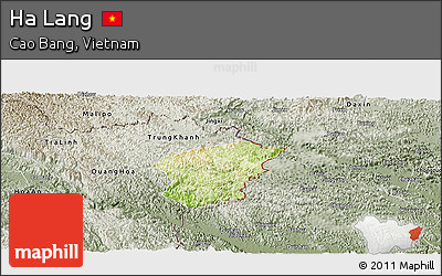 Physical Panoramic Map of Ha Lang, semi-desaturated