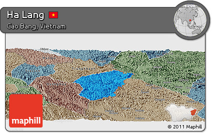 Political Panoramic Map of Ha Lang, semi-desaturated