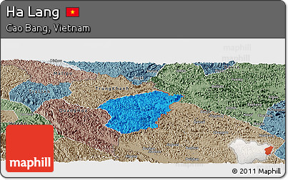Political Panoramic Map of Ha Lang, semi-desaturated
