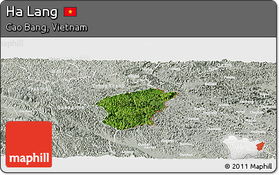 Satellite Panoramic Map of Ha Lang, lighten, semi-desaturated