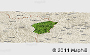 Satellite Panoramic Map of Ha Lang, shaded relief outside