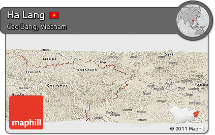 Shaded Relief Panoramic Map of Ha Lang