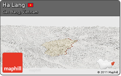 Shaded Relief Panoramic Map of Ha Lang, lighten, semi-desaturated