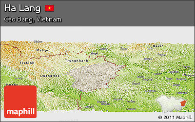Shaded Relief Panoramic Map of Ha Lang, physical outside