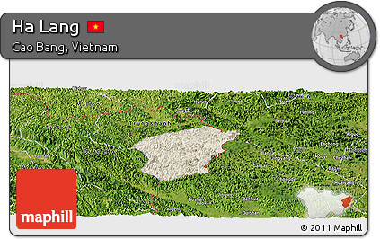Shaded Relief Panoramic Map of Ha Lang, satellite outside