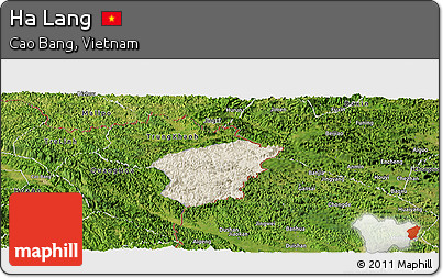 Shaded Relief Panoramic Map of Ha Lang, satellite outside