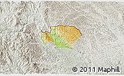 Physical 3D Map of Ha Quang, lighten, semi-desaturated