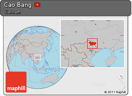 Gray Location Map of Cao Bang