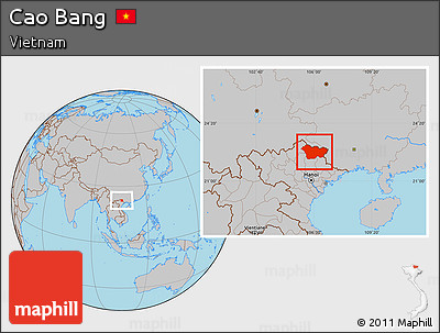 Gray Location Map of Cao Bang