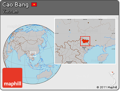 Gray Location Map of Cao Bang