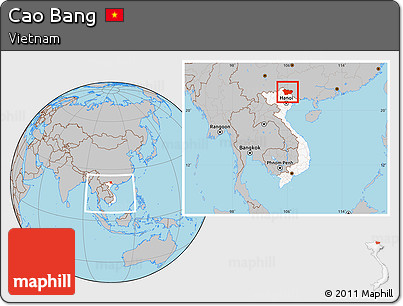 Gray Location Map of Cao Bang, highlighted country, within the entire country