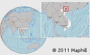 Gray Location Map of Cao Bang, highlighted country, within the entire country, hill shading