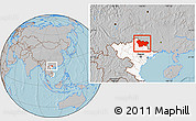 Gray Location Map of Cao Bang, highlighted country, hill shading