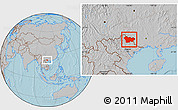 Gray Location Map of Cao Bang, hill shading